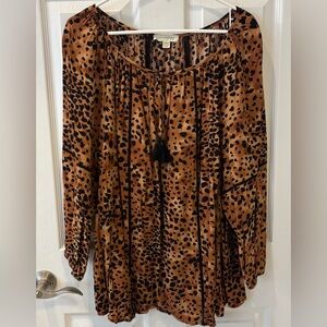 Aveology Animal‎ Print Blouse with Tassel
